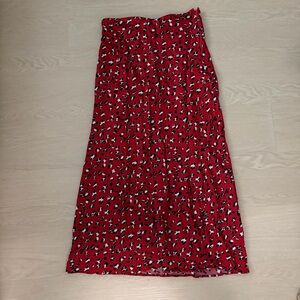 Urban Outfitters Red and Black Satin Maxi Skirt